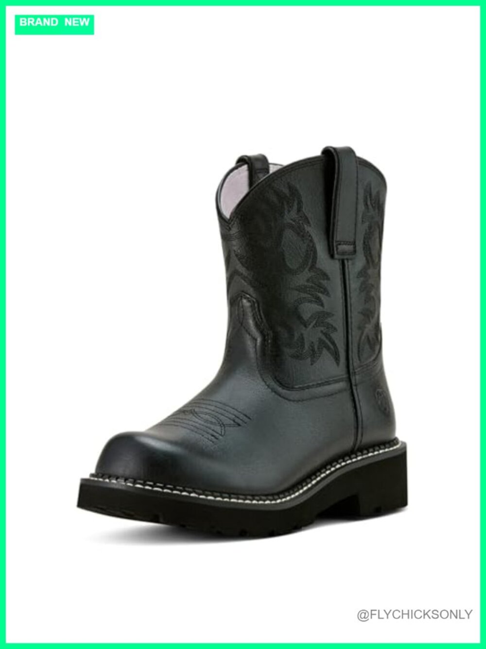 Fatbaby Western Boot Faux Leather Round Toe Mid-Calf Bootie